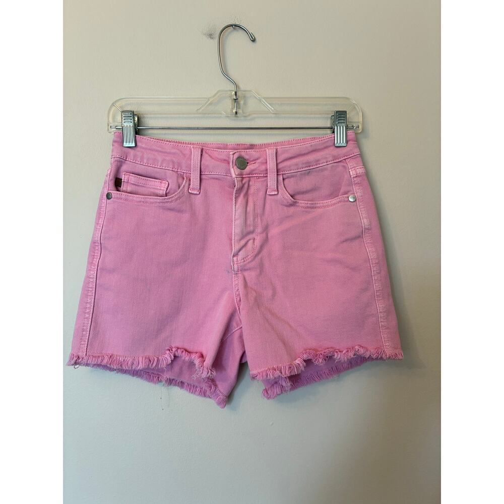 Judy Blue Pink Garment Dyed Fray Hem Shorts Size Small